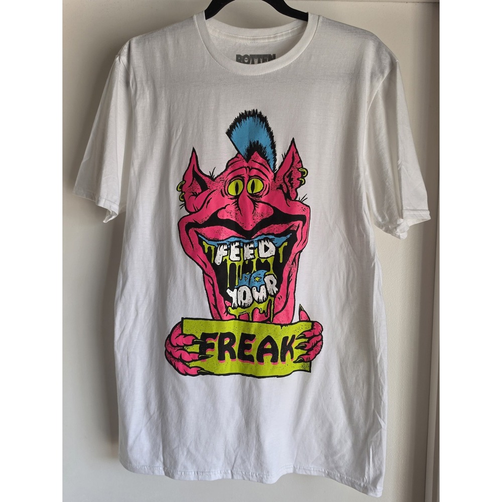 NWOT Rotten T-Shirt M White Graphic Print Short Sleeve Cotton Crew Neck